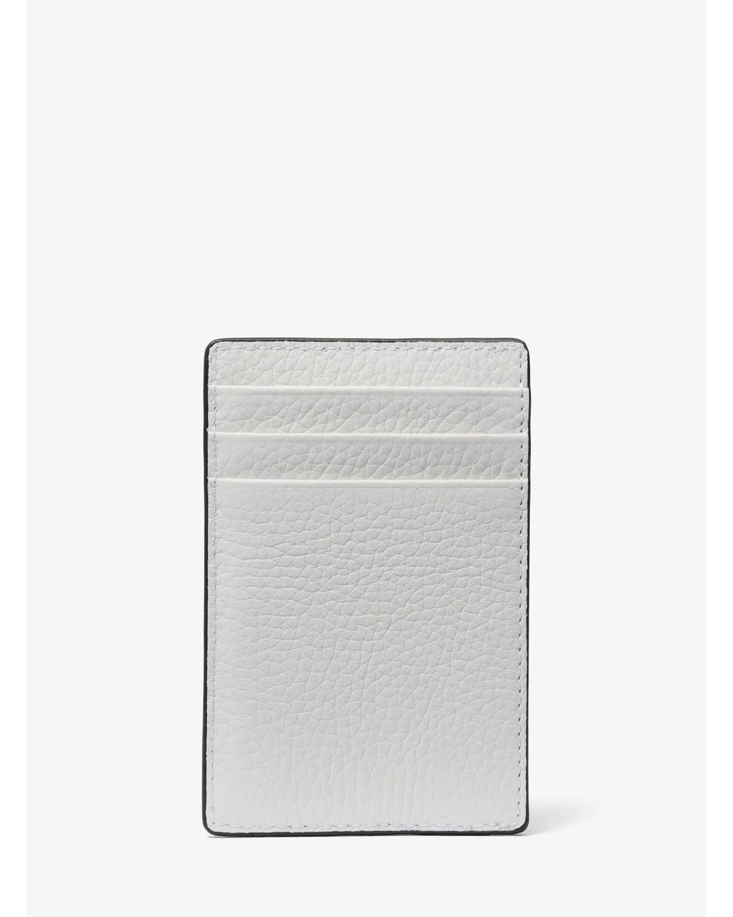 Michael Kors White Mk Hudson Pebbled Leather Card Case for men