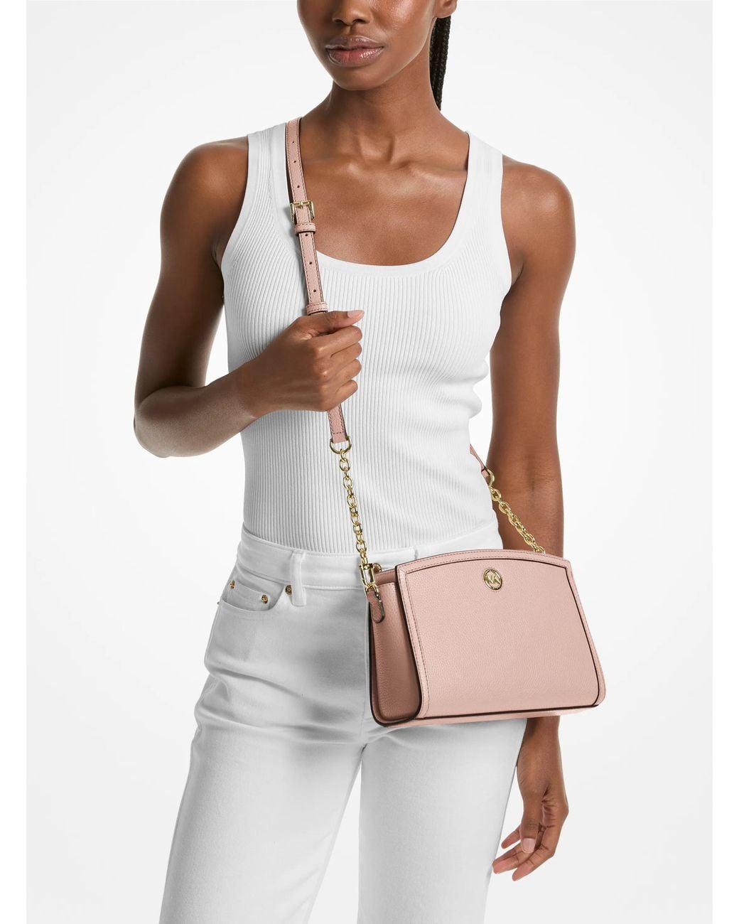 MICHAEL Michael Kors Pink Chantal Large Pebbled Leather Crossbody Bag