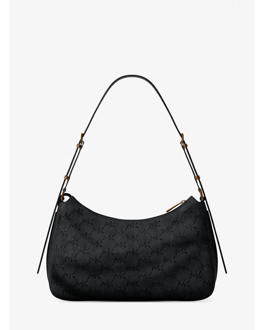 MICHAEL Michael Kors Black Michael Kors Nolita Medium Whipstitched Logo Leather Shoulder Bag