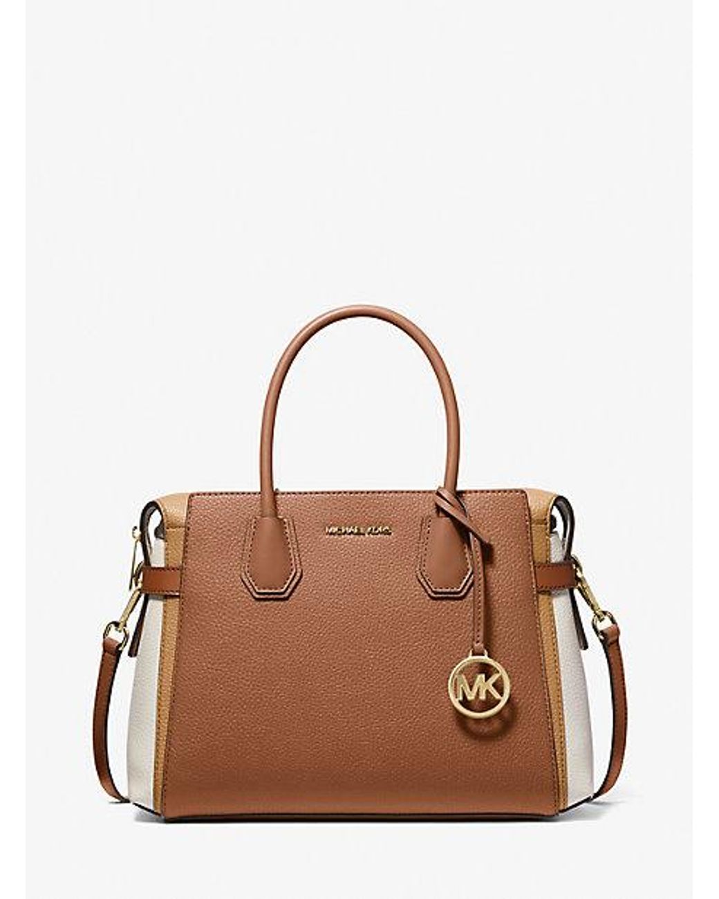 Michael Kors Mercer Medium Color block Belted Satchel in Natural Lyst Canada