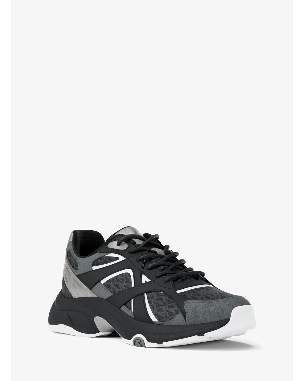 Michael Kors White Mk Leo Mixed-Media Trainer for men