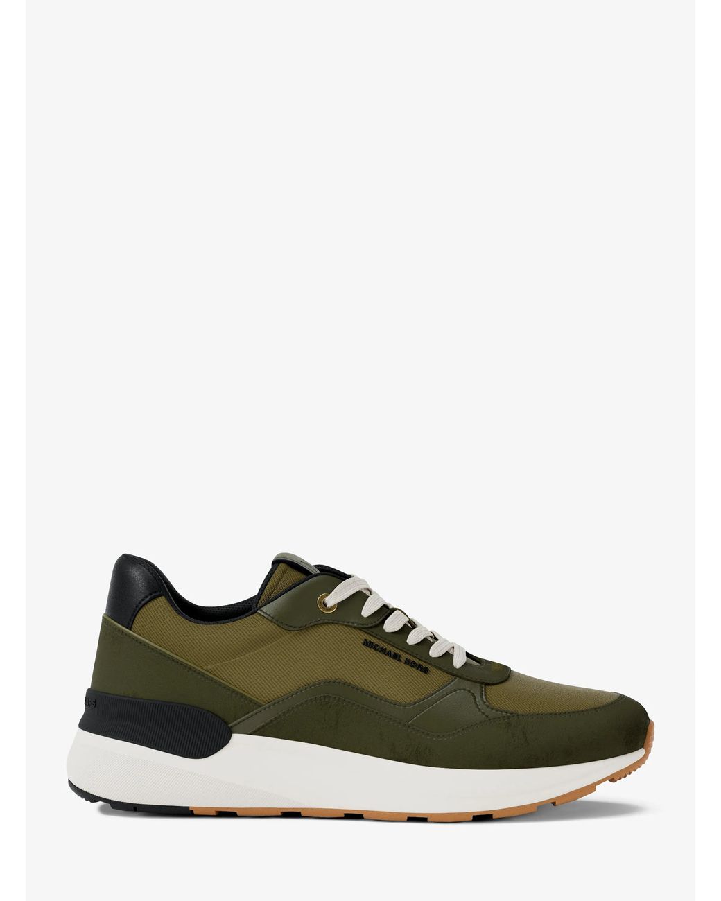 Michael Kors Green Mk Trevor Leather And Corded Twill Trainer for men