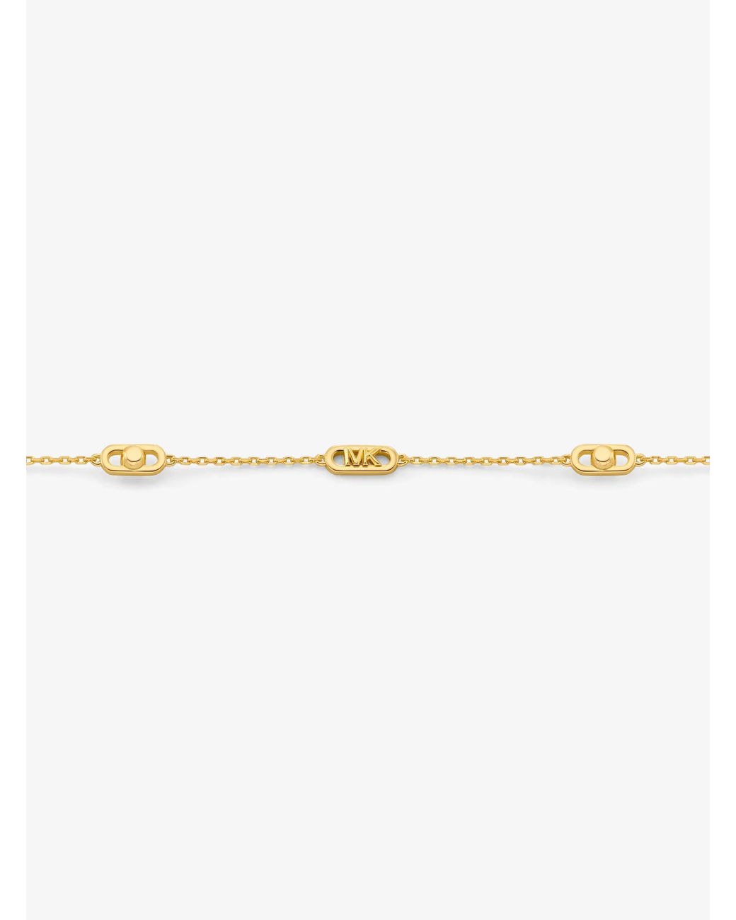 Michael Kors White Mk Astor Link Small Precious Metal-Plated Sterling Necklace