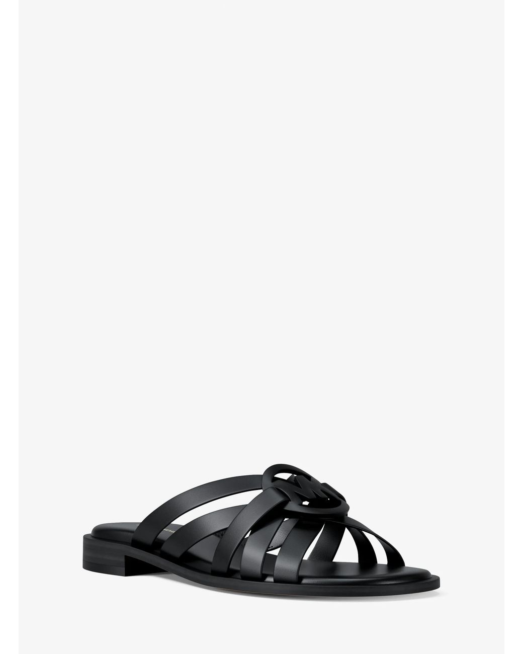 MICHAEL Michael Kors Black Michael Kors Erika Leather Slide Sandal