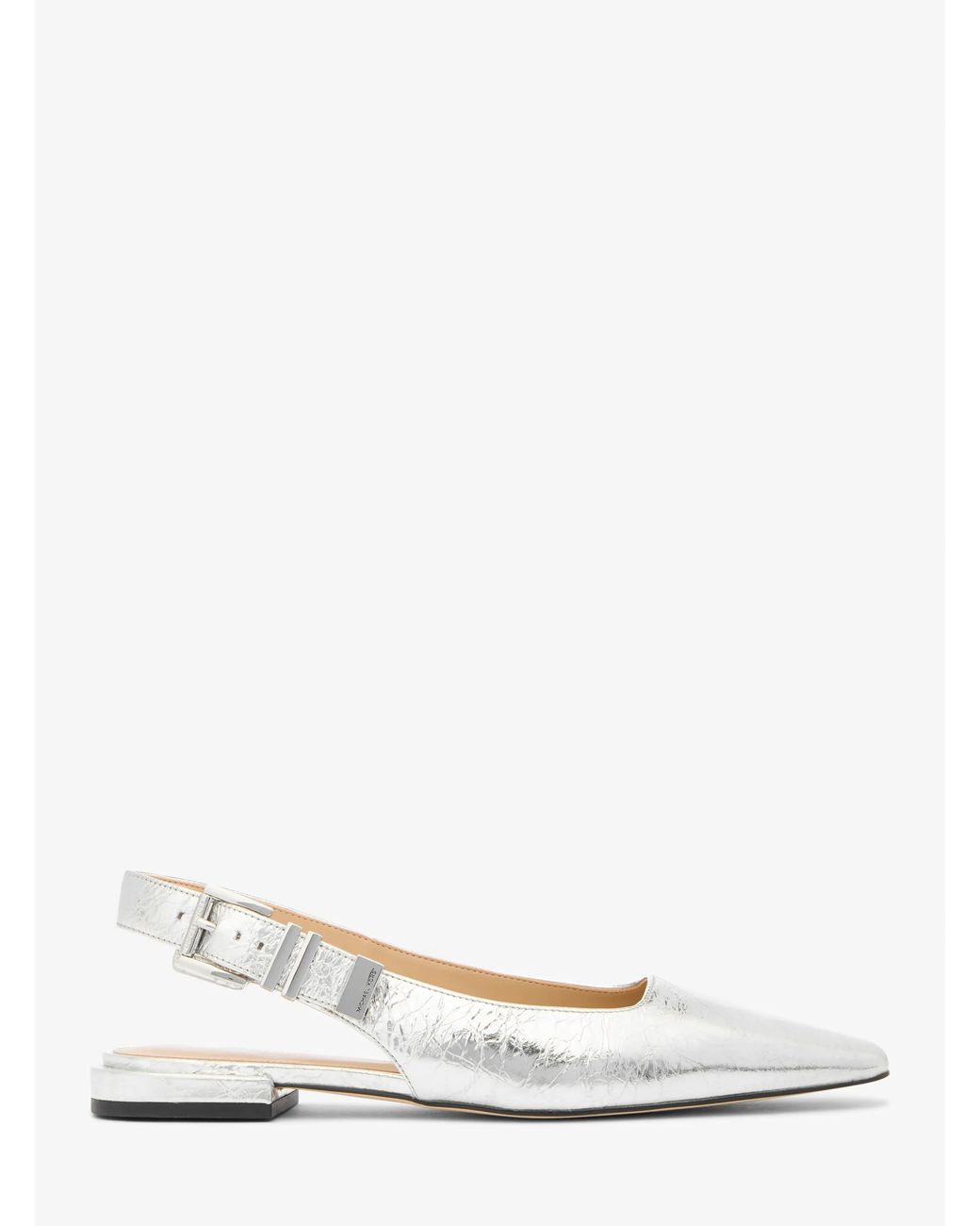 MICHAEL Michael Kors White Mk Darrington Metallic Crackled Leather Flat