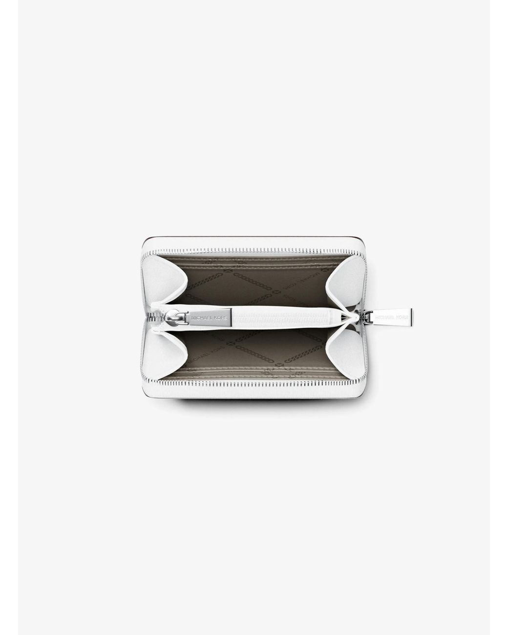 MICHAEL Michael Kors White Mk Jet Set Small Pebbled Leather Zip-Around Card Case