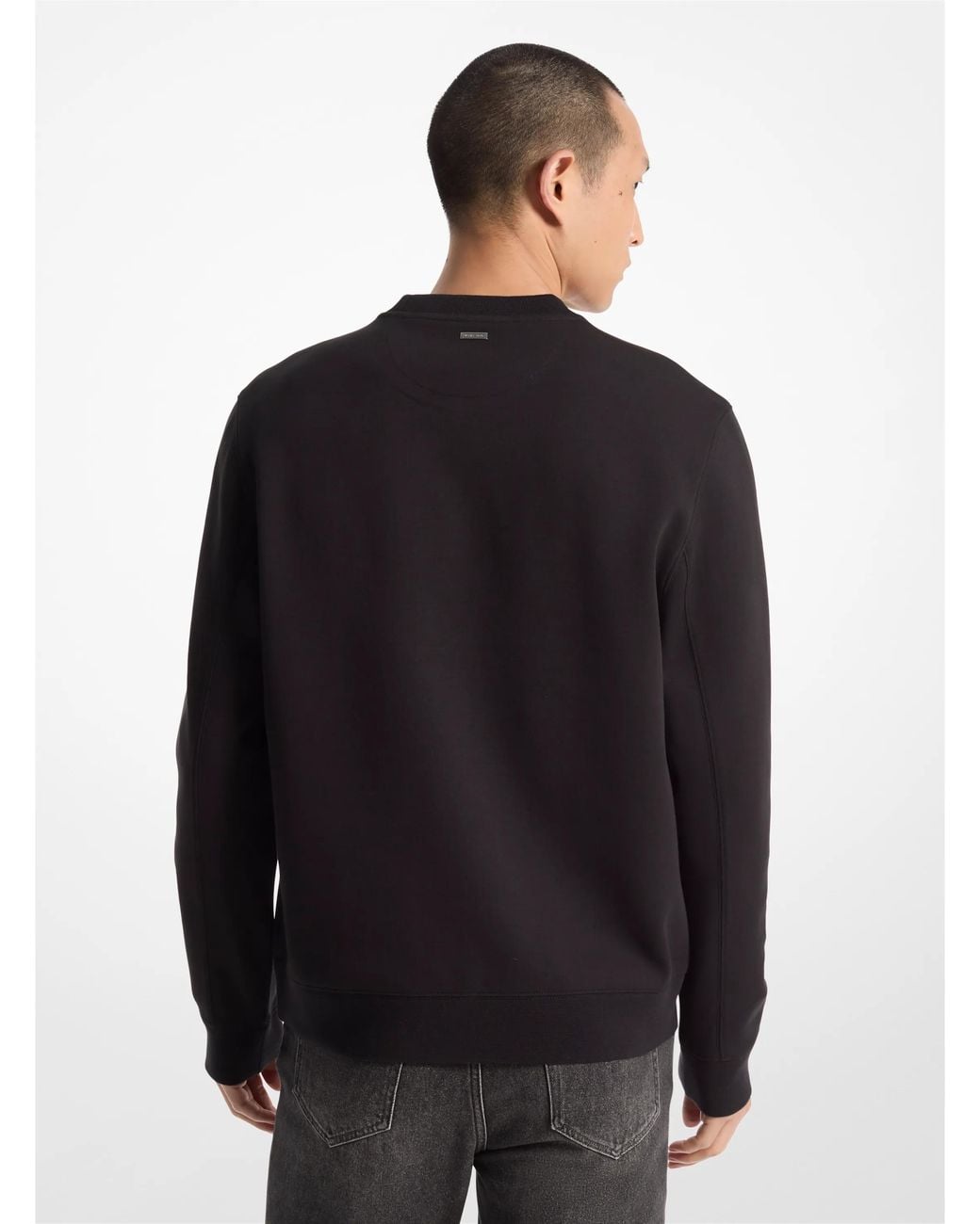 Michael Kors Black Logo Embossed Cotton Blend Sweater for men