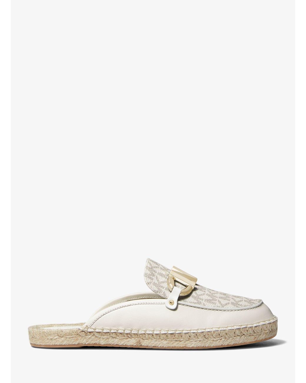 Michael Kors Izzy Logo And Leather Loafer Slide in White | Lyst