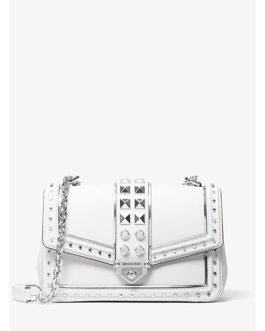 Michael Kors Soho Large Studded Leather Shoulder Bag in White Lyst
