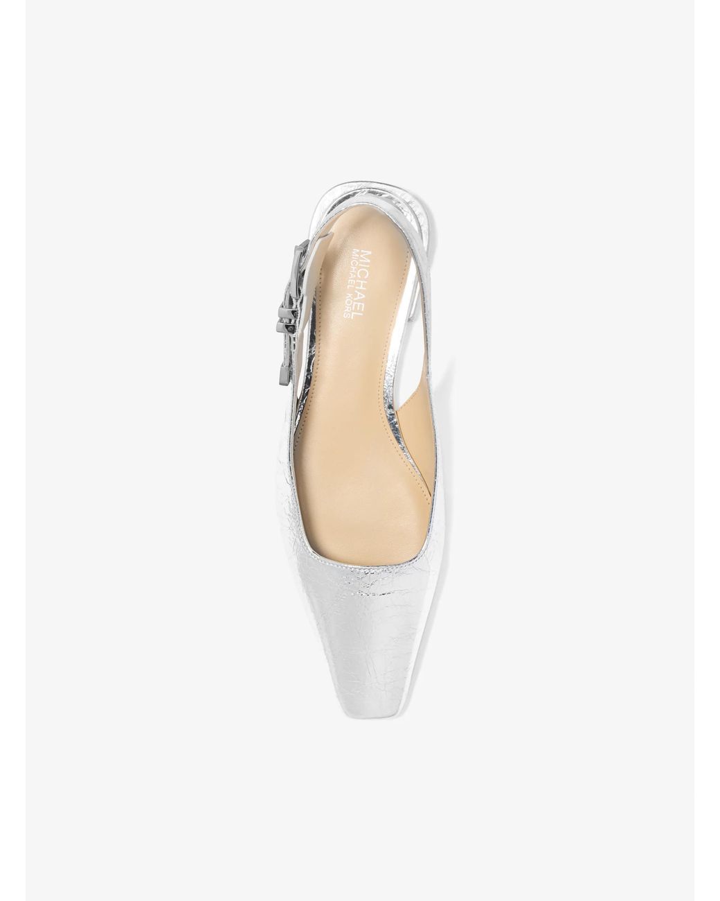MICHAEL Michael Kors White Mk Darrington Metallic Crackled Leather Flat