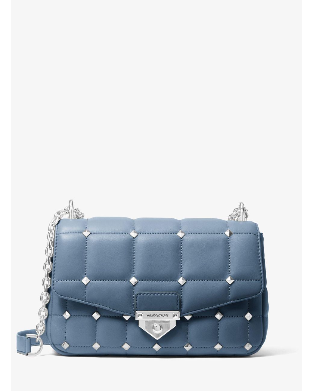 Michael Kors Soho Large Studded Quilted Leather Shoulder Bag in Blue Lyst