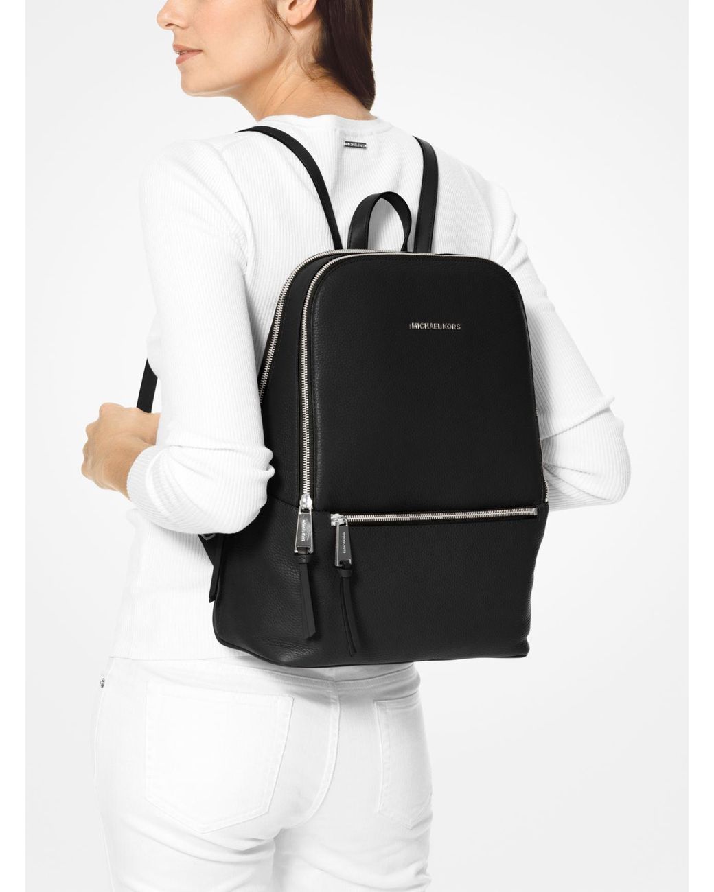 Michael Kors Toby Medium Pebbled Leather Backpack in Black | Lyst