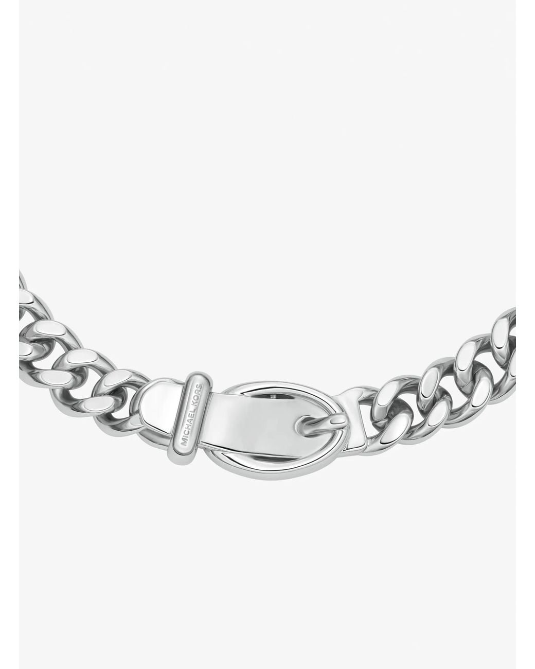Michael Kors Blue Buckle Chain-Link Necklace