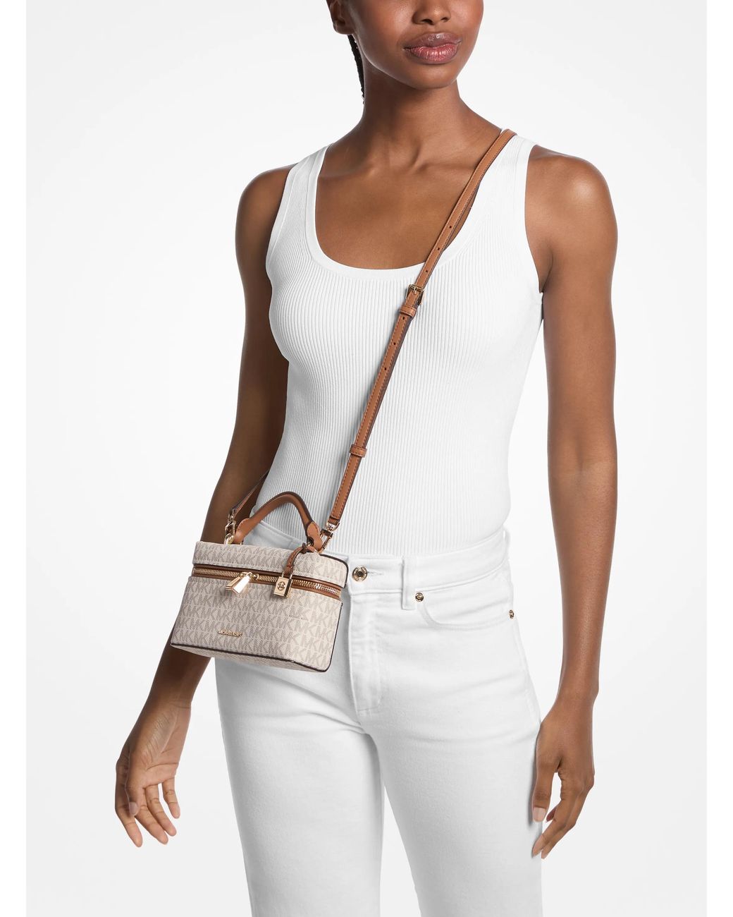 MICHAEL Michael Kors Natural Jana Extra-Small Signature Logo Convertible Crossbody Bag