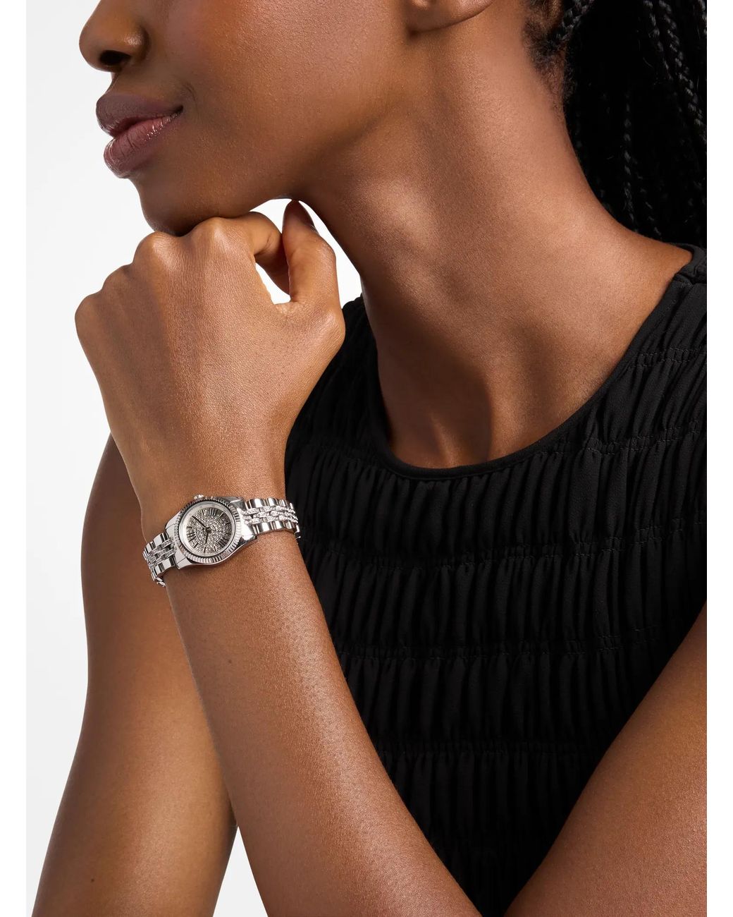 Michael Kors White Petite Lexington Pavé-Tone Watch