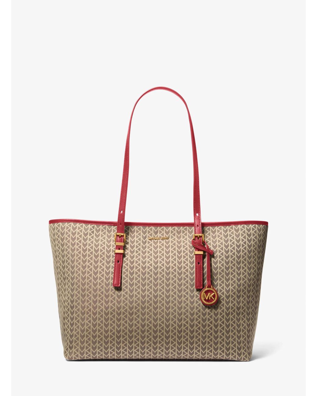MICHAEL Michael Kors White Mk Quinn Large Mk2000 Logo Jacquard Tote Bag