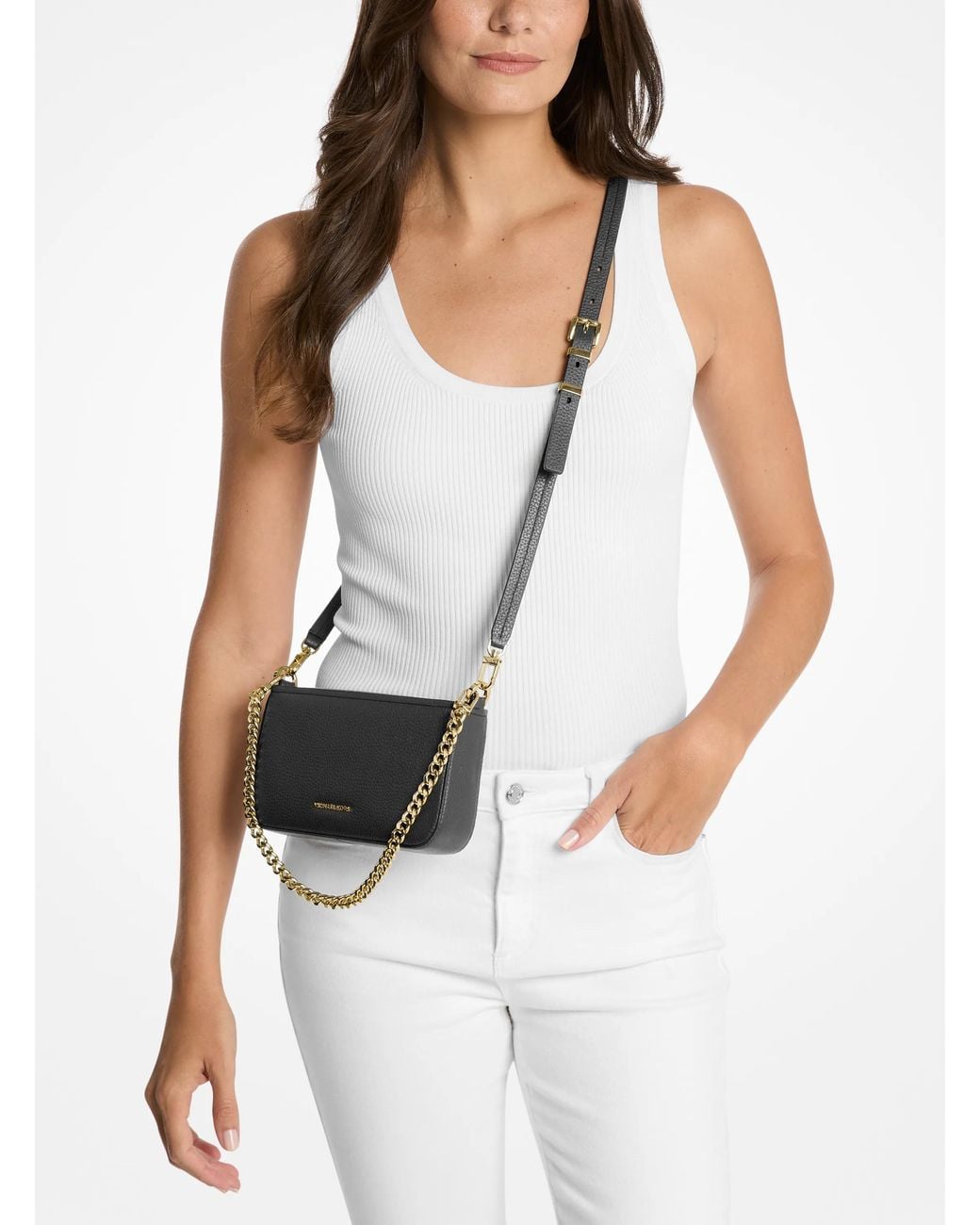 MICHAEL Michael Kors Black Michael Kors Bryant Small Pebbled Leather Convertible Pochette