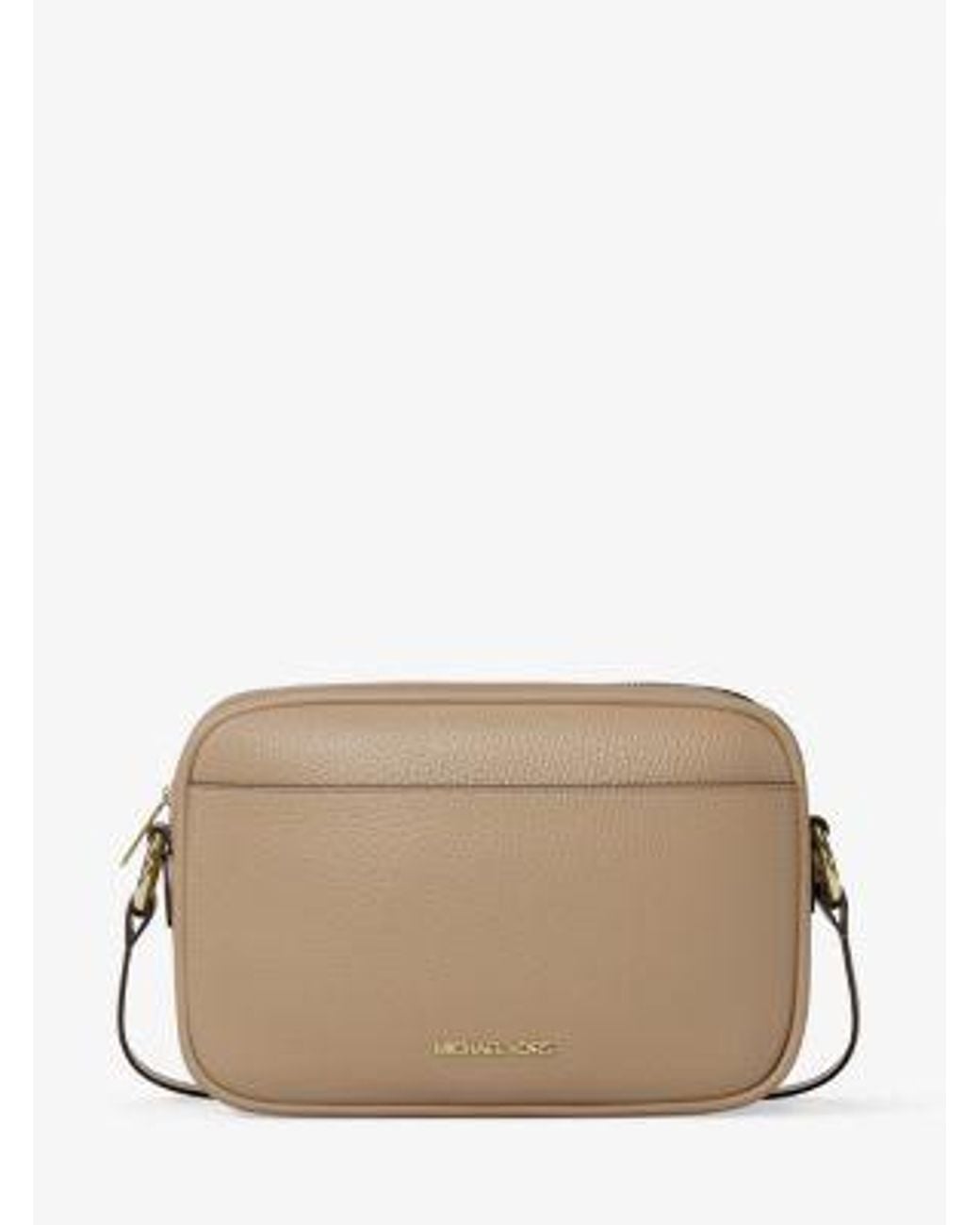 Michael Kors Brown Jet Set Large Pebbled Leather Camera Crossbody Bag