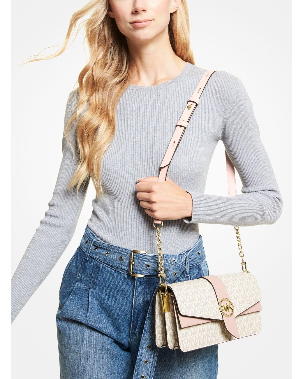 MICHAEL Michael Kors Greenwich Medium Logo Shoulder Bag | Lyst MICHAEL Michael Kors Greenwich Medium Logo Shoulder Bag | Lyst