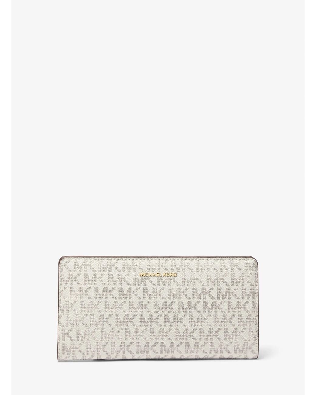 Michael Kors White Mk Bryant Large Signature Logo Snap-Front Wallet