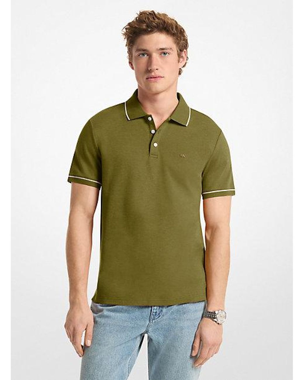 Michael Kors Green Mk Cotton Polo Shirt for men