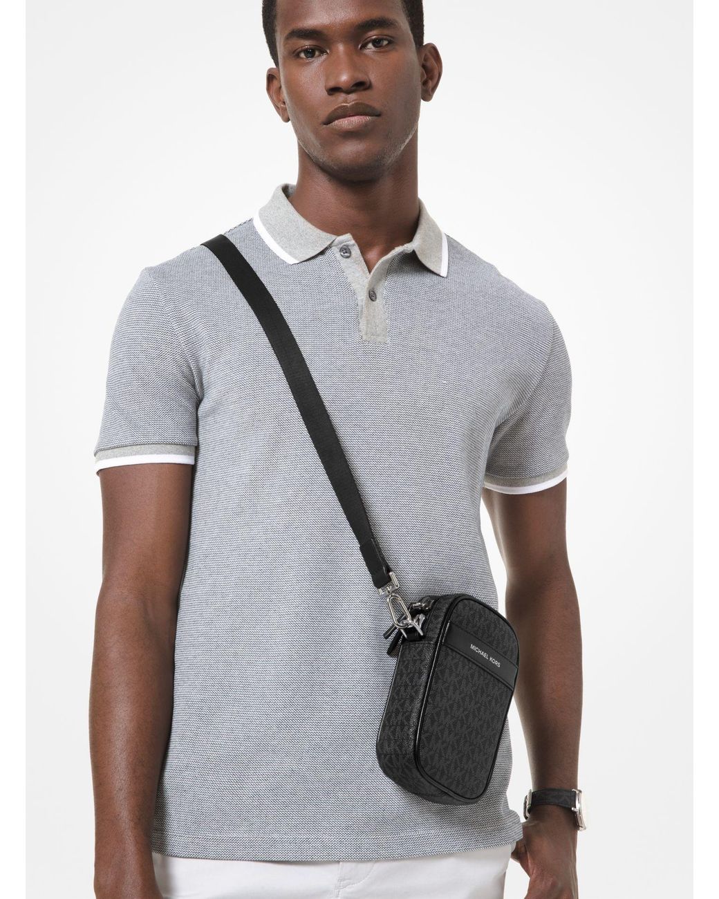 Michael Kors Greyson Logo Smartphone Crossbody Bag in Black for Men | Lyst