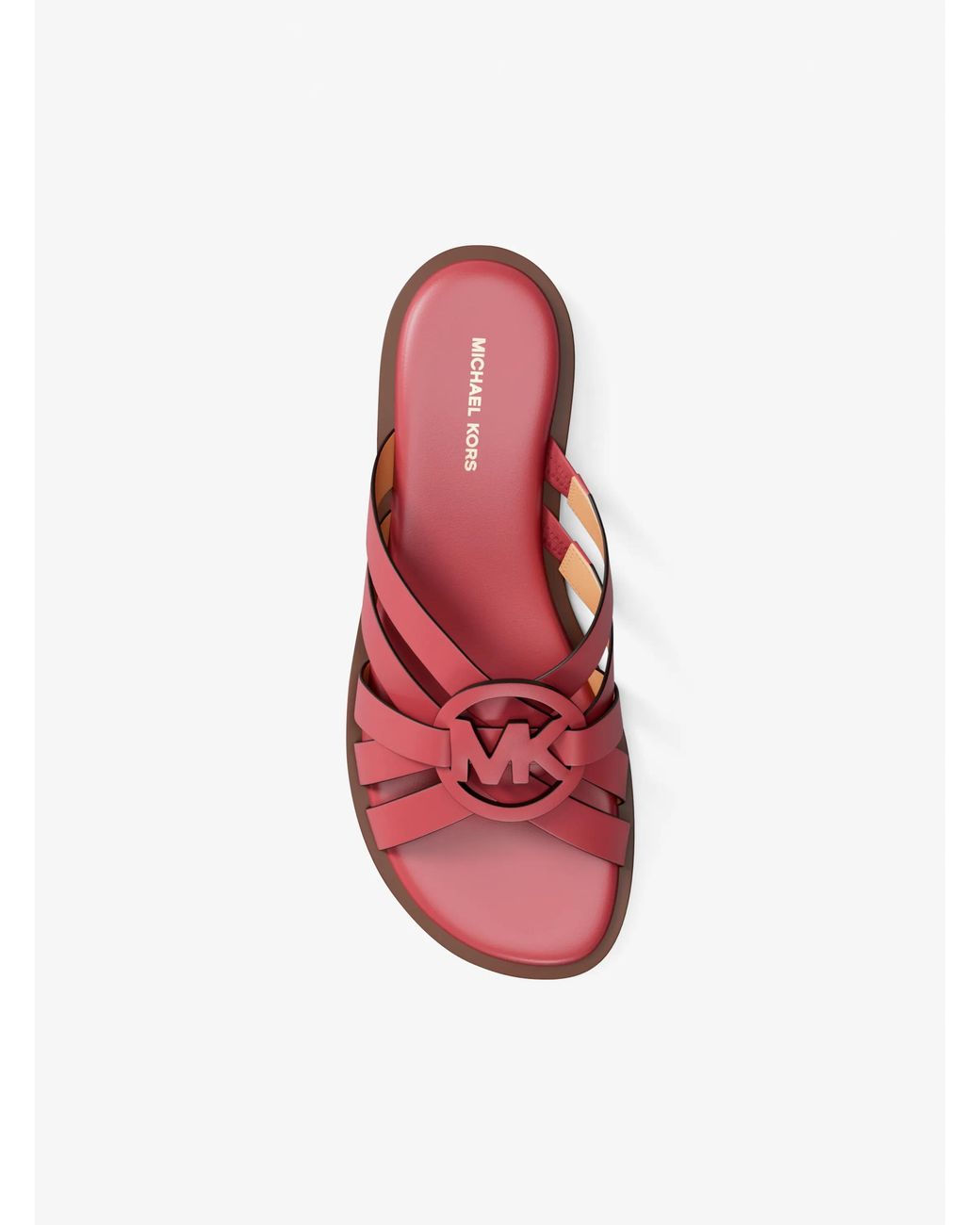 MICHAEL Michael Kors Pink Michael Kors Erika Leather Slide Sandal