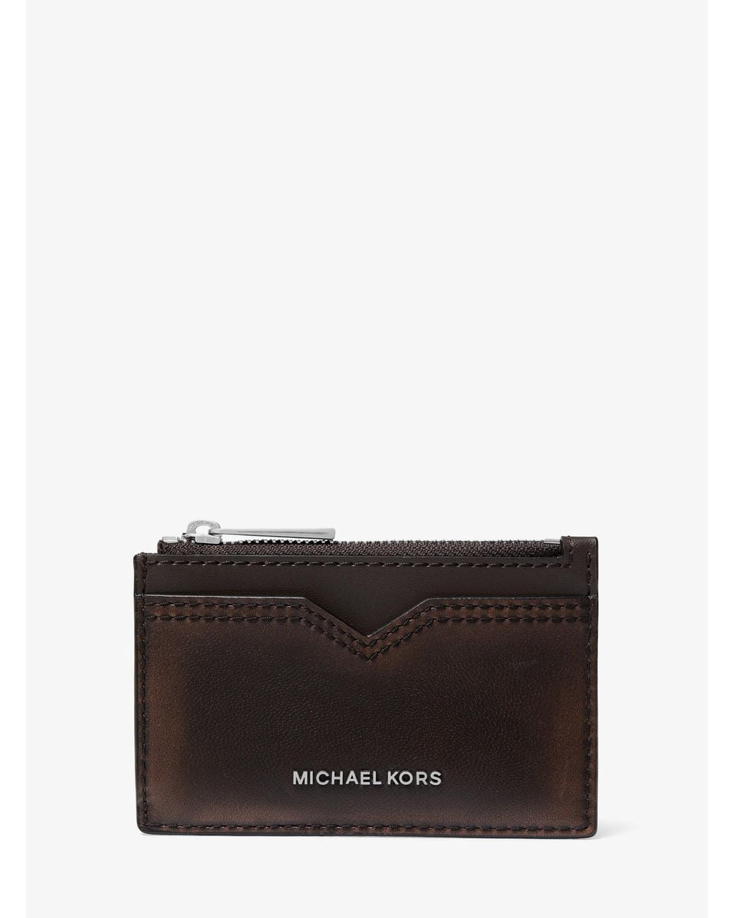 Michael Kors Gray Mk Hudson Burnished Leather Card Case for men