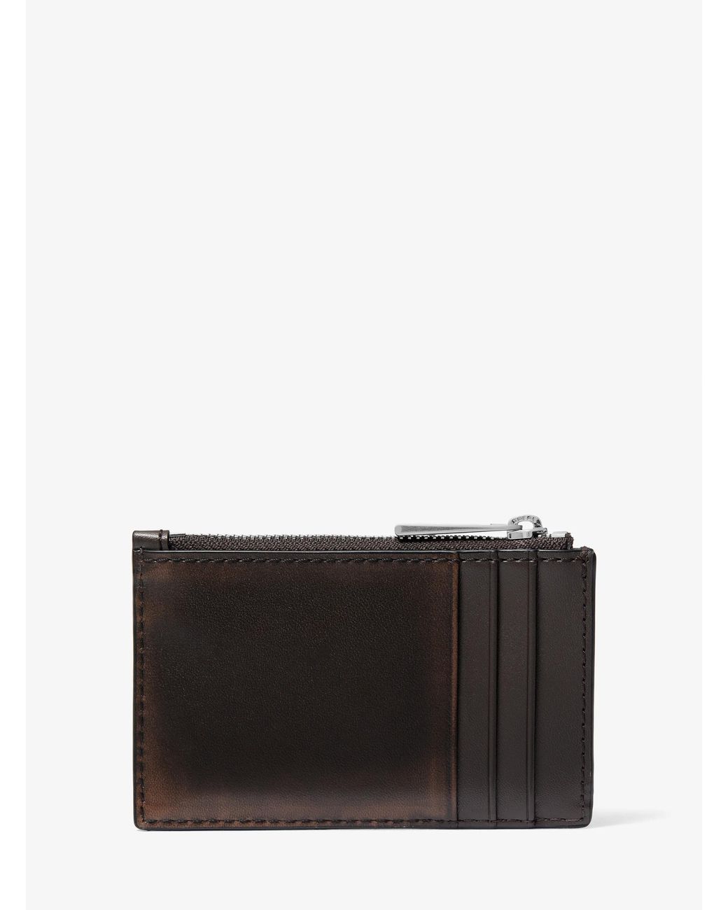 Michael Kors Gray Mk Hudson Burnished Leather Card Case for men