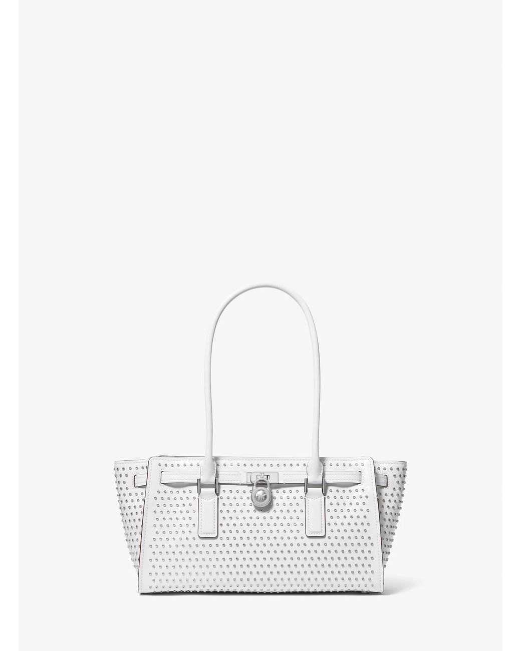 MICHAEL Michael Kors White Mk Hamilton Moderne Small Grommeted Leather Satchel