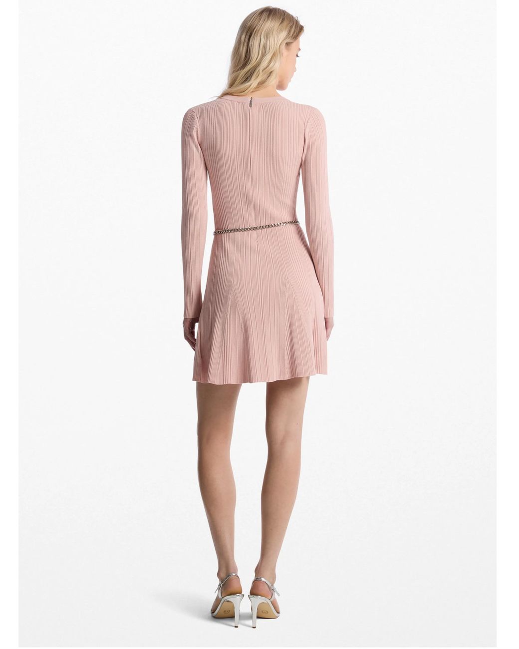 MICHAEL Michael Kors Pink Stretch Knit Belted Dress