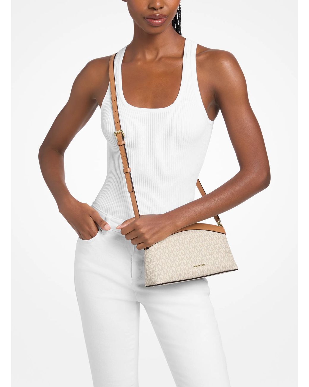 MICHAEL Michael Kors Natural Mk Athena Small Signature Logo Convertible Clutch