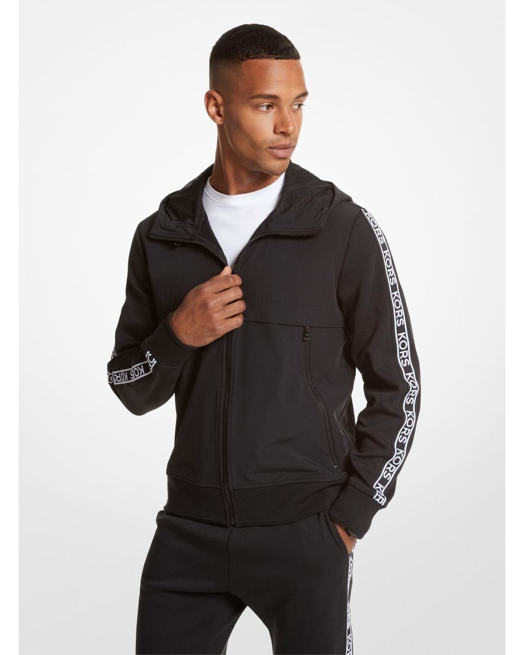 Logo Tape Cotton Blend Zip up Hoodie