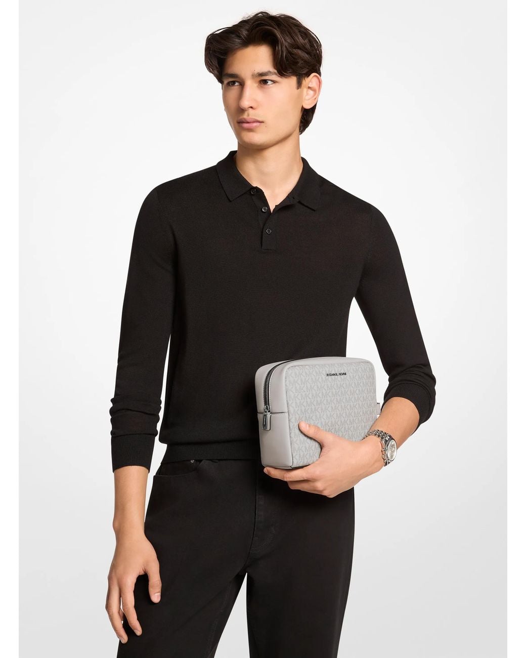Michael Kors Gray Hudson Signature Logo Travel Kit for men