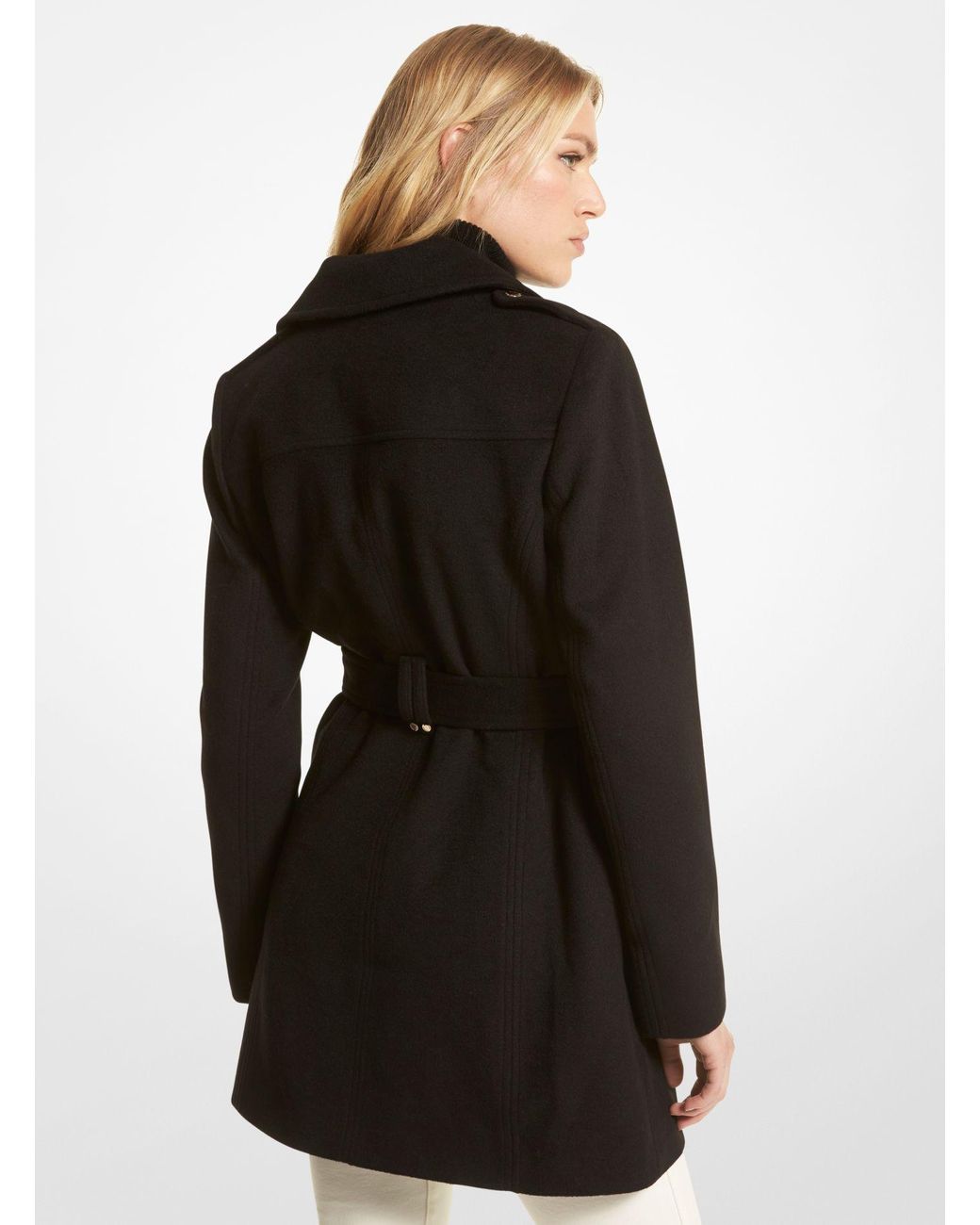Michael Kors Wool Blend Belted Coat in Black | Lyst