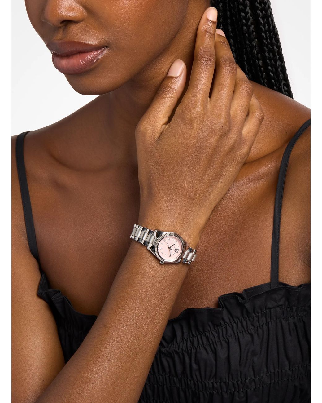 Michael Kors Pink Petite Lexington Pavé-Tone Watch