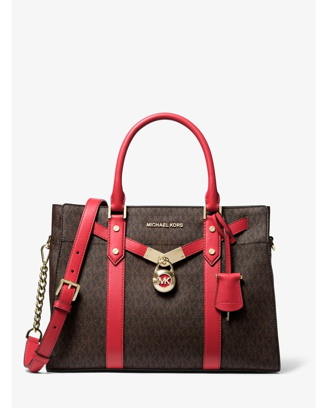 Michael Kors Nouveau Hamilton Large Logo And Leather Satchel