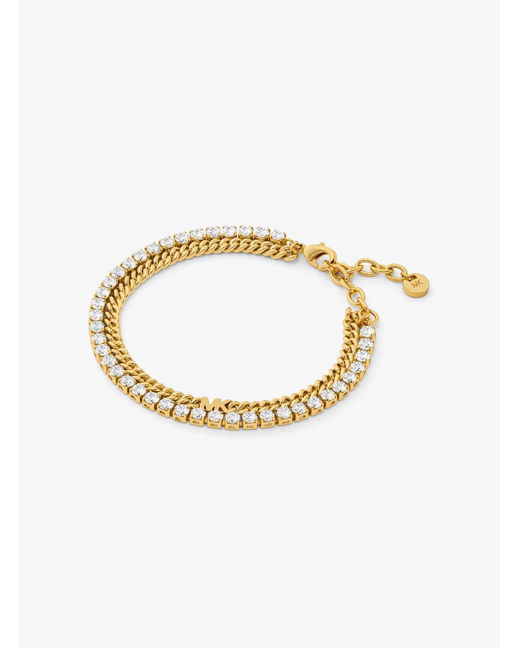 Michael Kors Metallic Mk Precious Metal-Plated Brass Double Chain Tennis Bracelet