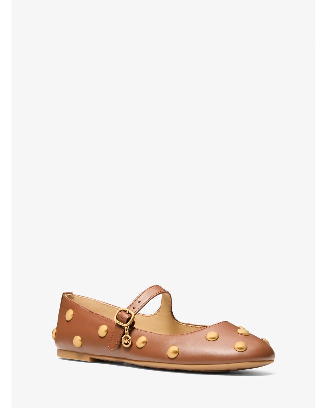 MICHAEL Michael Kors Brown Michael Kors Nellie Flex Studded Leather Ballet Flat