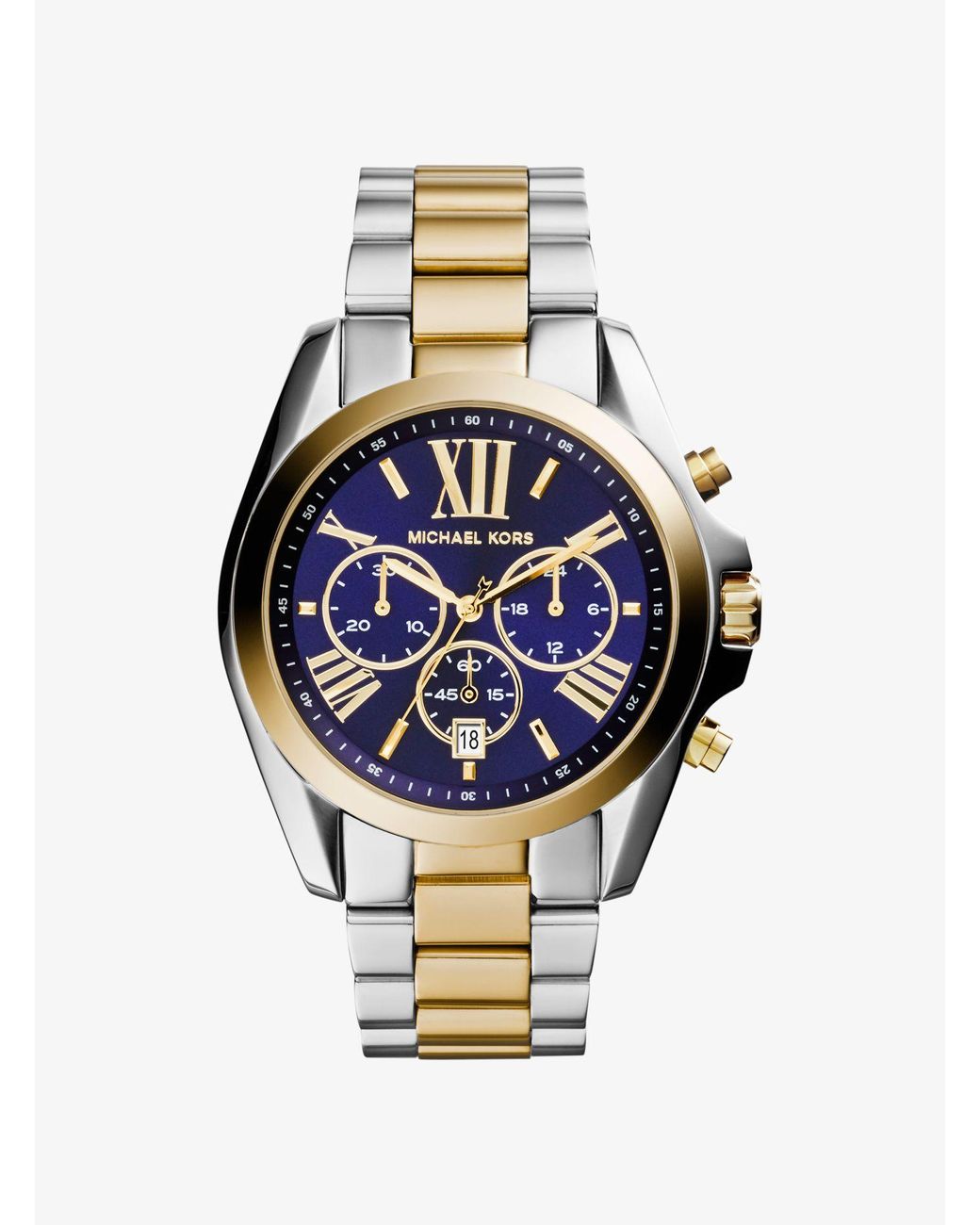 Michael Kors Oversized Bradshaw Two-tone Watch in Blue | Lyst