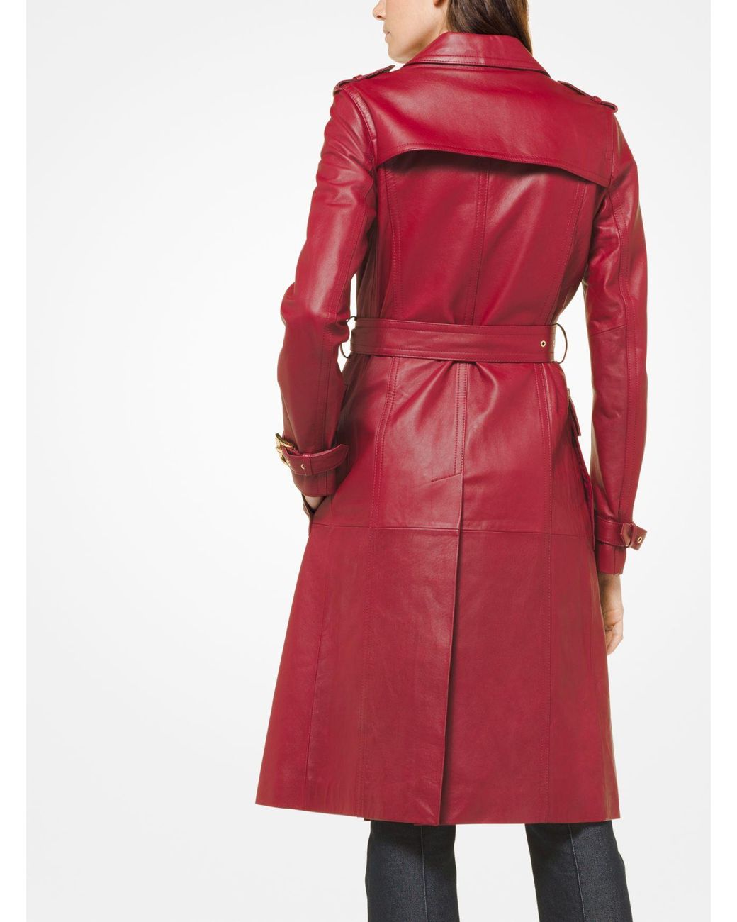 Michael kors leather trench coat online