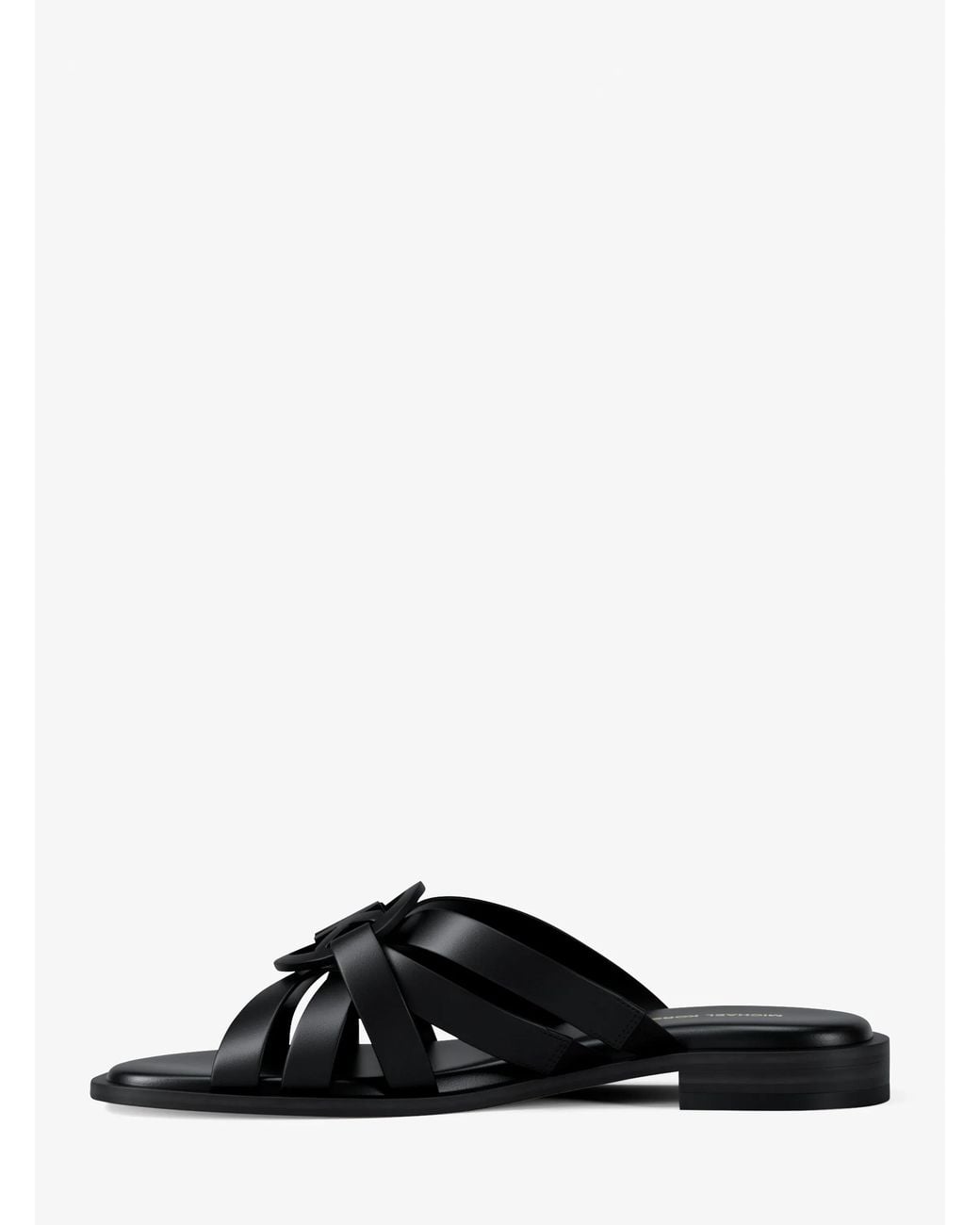 MICHAEL Michael Kors Black Michael Kors Erika Leather Slide Sandal