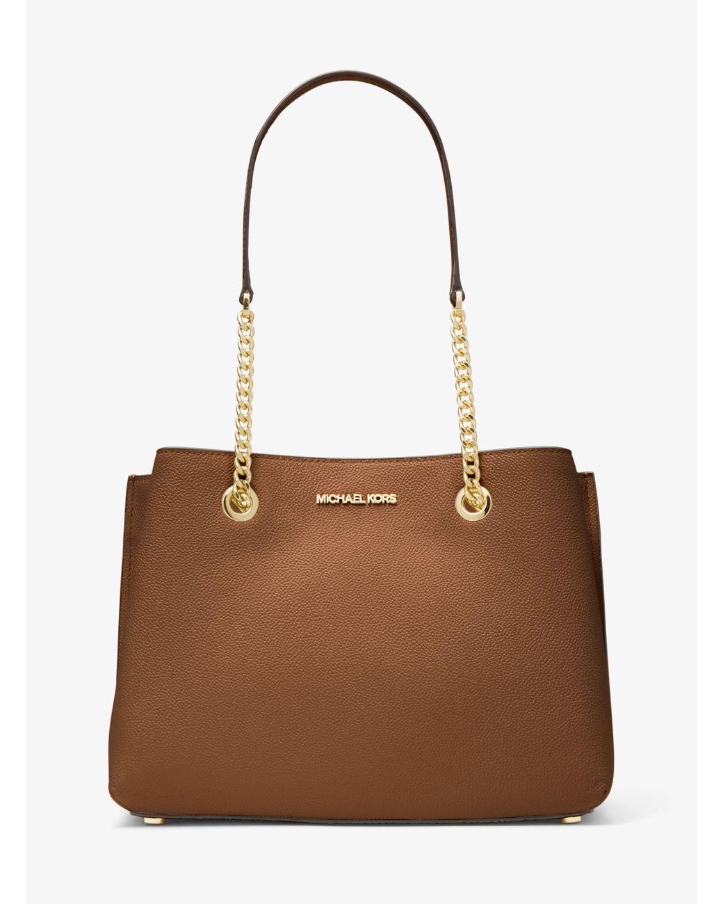 MICHAEL Michael Kors Teagan Large Pebbled Leather Shoulder Bag in Brown