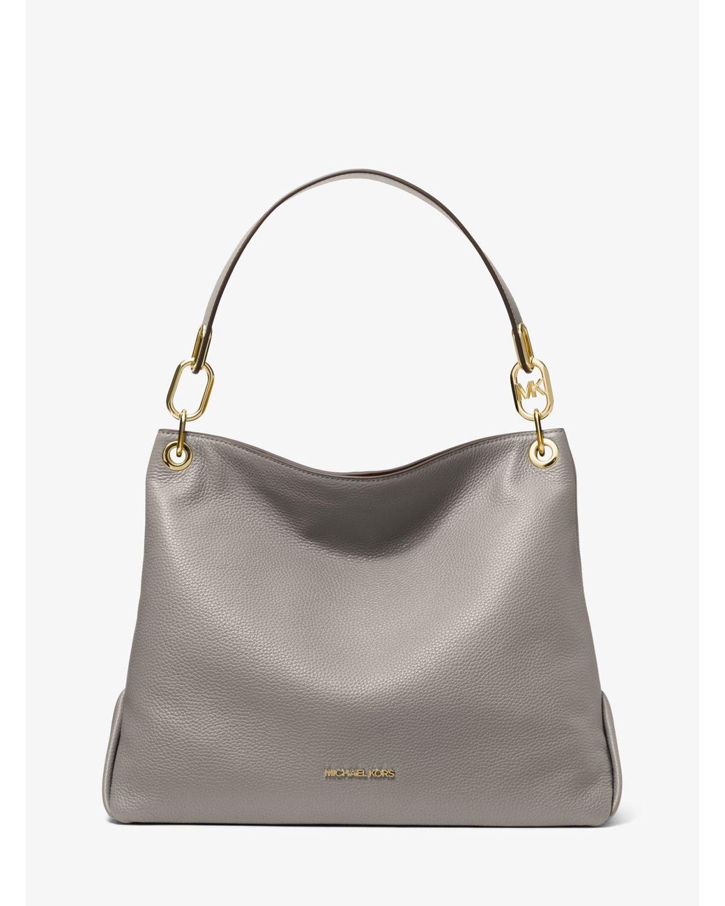 MICHAEL Michael Kors Trisha Large Pebbled Leather Shoulder Bag in Grey ...