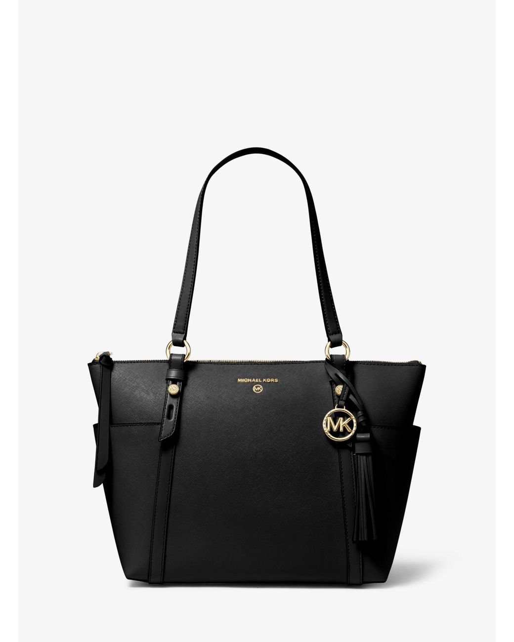 Michael Kors Sullivan Medium Saffiano Leather Top-zip Tote Bag in Black ...