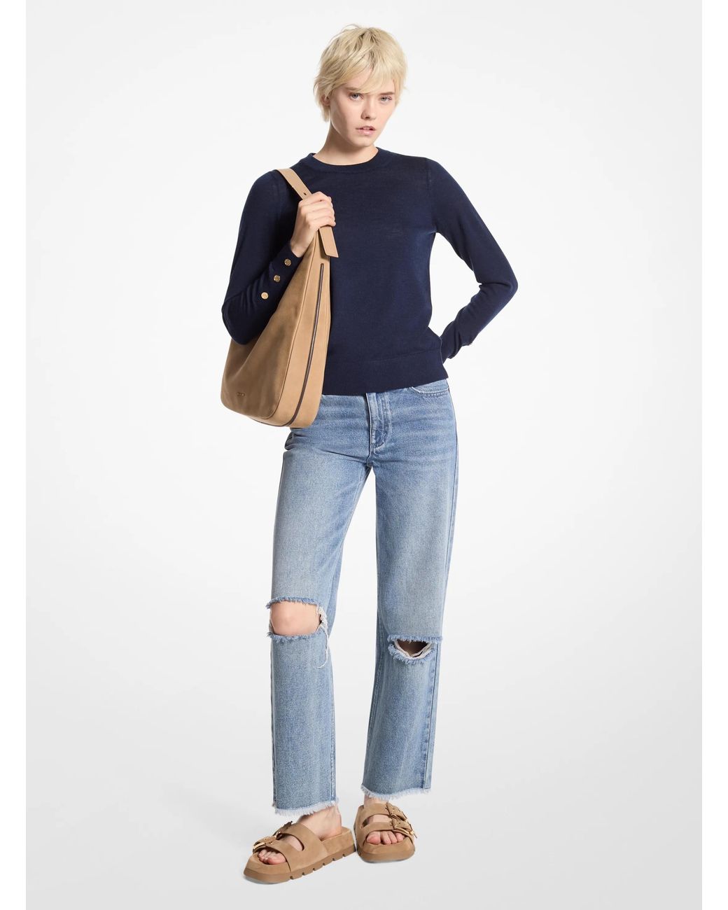 MICHAEL Michael Kors Blue Merino Wool Sweater