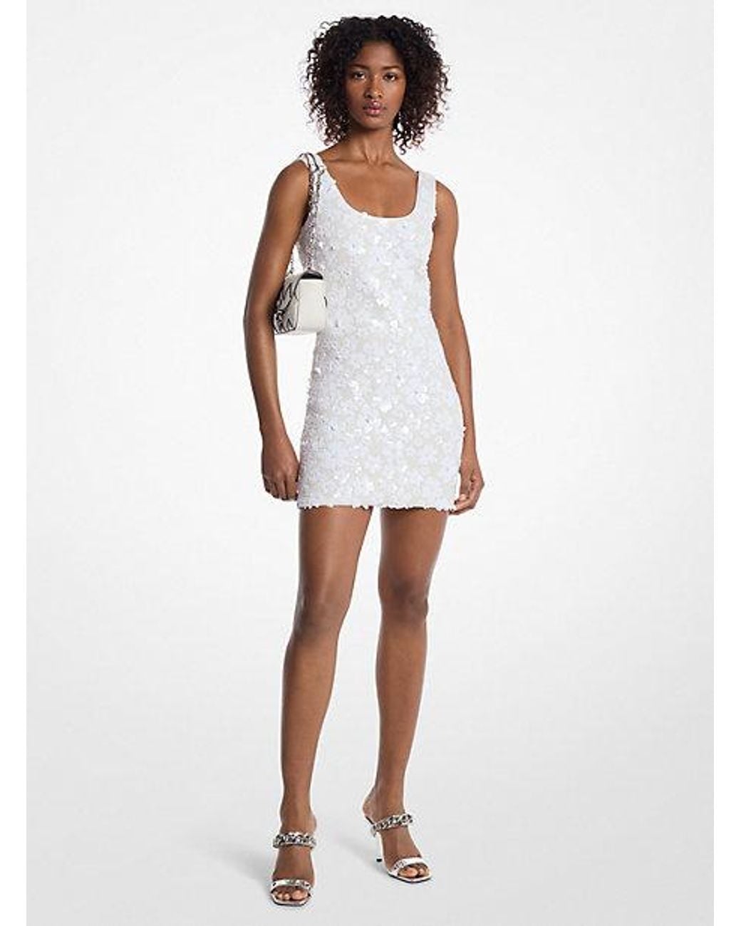 white scuba dress Anari Gathered Scuba Mini Dress / White | MESHKI