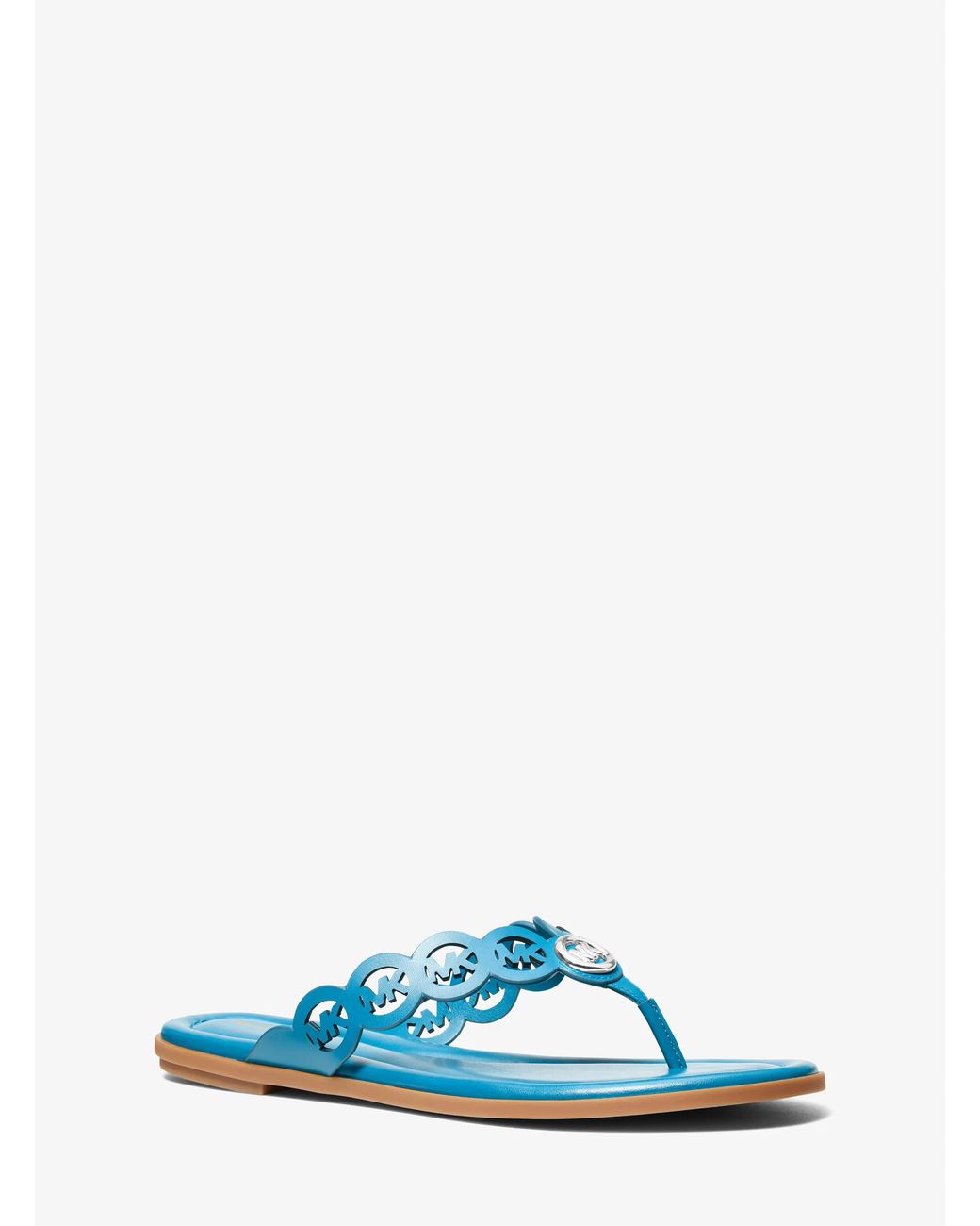 MICHAEL Michael Kors Blue Mk Janie Perforated Logo Leather Sandal