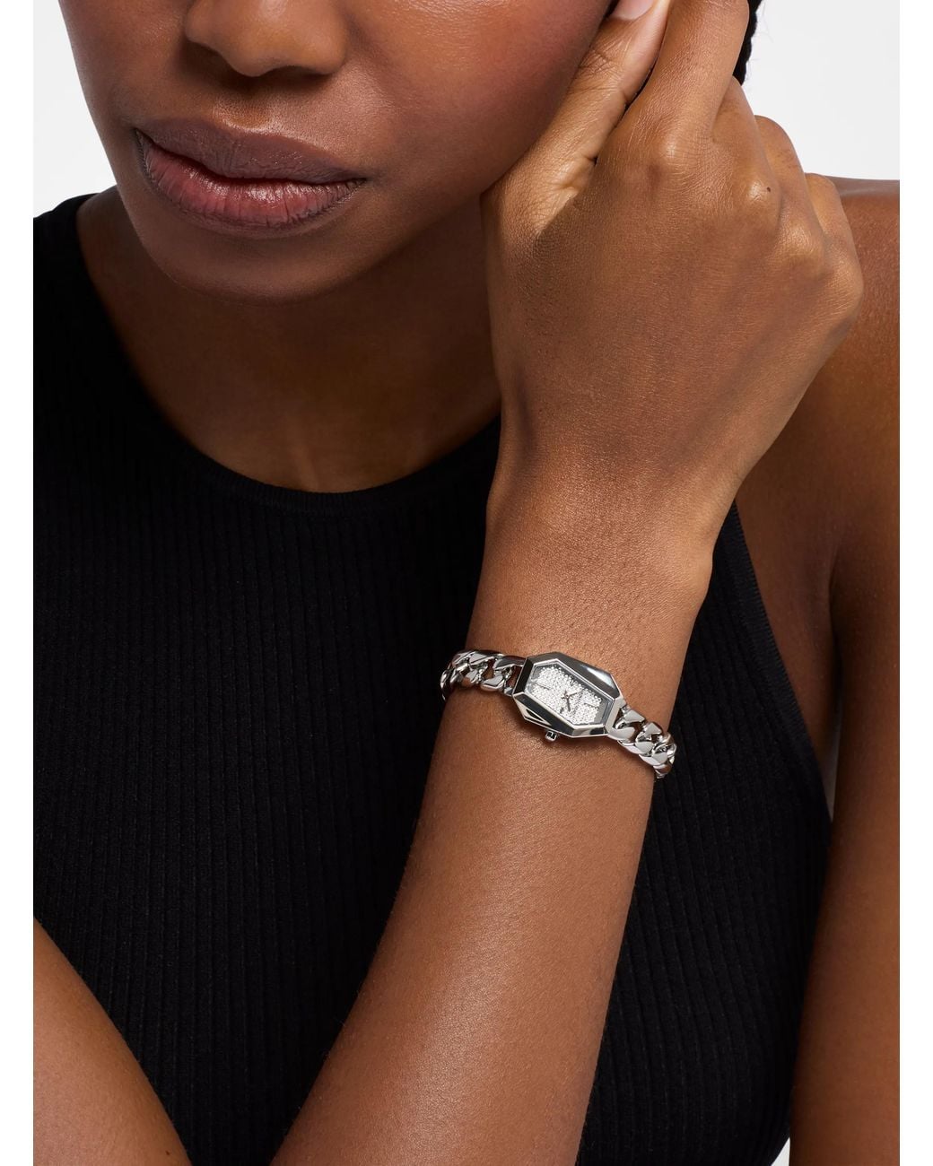 Michael Kors White Mk Petite Suri Pavé-Tone Watch