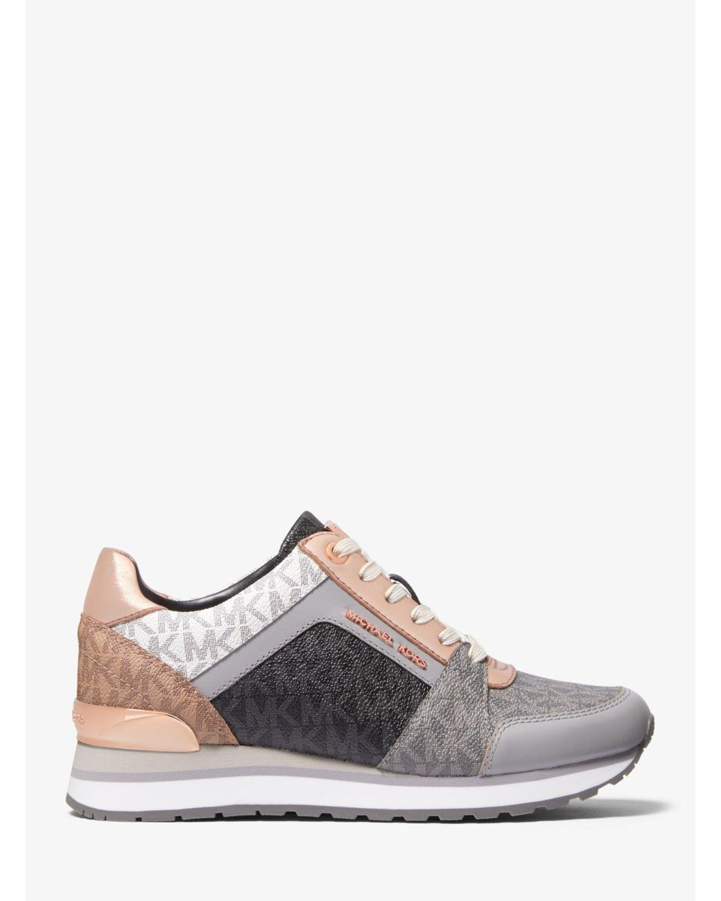 Michael Kors Leather Billie Color-block Logo Trainer in Grey (Grey) | Lyst  Canada